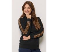 M&Co Women's Printed Sleeve Sweatshirt in Black | Size: 12