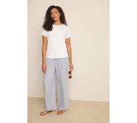 M&co Printed Tie Waist Wide Leg Cotton Trousers In Light Blue Light Blue 10