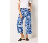 M&co Printed Wide Leg Linen Culottes In Bright Blue Bright Blue 12