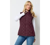 M&Co Women's Quilted Zip Gilet in Burgundy | Size: 20