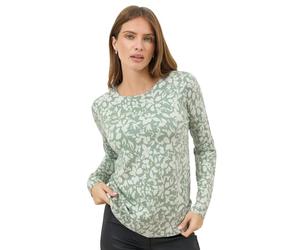 M&Co Sage Floral Print Crew Neck Jumper - Women's Green