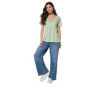 M&Co Sage Green Ditsy Floral Cotton Henley Top - Women's