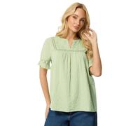 M&Co Sage Green Embroidered Cotton Ruffle Top - Women's