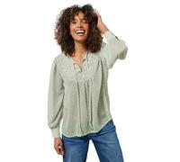 M&Co Sage Green Embroidered Dobby Tie Neck Blouse - Women's