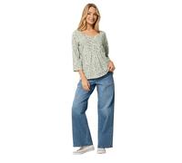 M&Co Sage Green Floral Cotton Henley Top - Women's