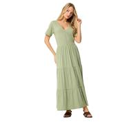 M&Co Sage Green Notch Neck Tiered Cotton Maxi Dress - Women's