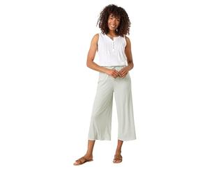M&Co Sage Stripe Wide Leg Culottes - Women's Green