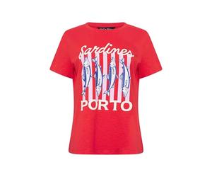 M&Co Sardines Graphic Print Cotton T-Shirt - Women's Red
