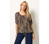 M&Co Women's Scoop Neck Blouse in Light Brown | Size: 12 M&Co Light Brown 12