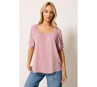 M&Co Women's Scoop Neck Crinkle Blouse in Light Pink | Size: 10 M&Co Light Pink 10