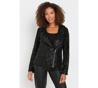 M&co Sequin Biker Jacket In Black Black 16