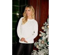 M&co Sequin Embellished Jumper In Cream Cream 8-10