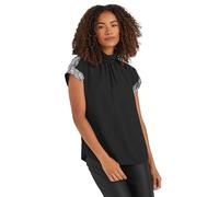 M&Co Sequin Sleeve High Neck Top - Women's Black
