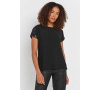 M&co Sequin Trim Blouse In Black Black 12