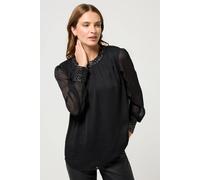 M&co Sequin Trim Long Sleeve Blouse In Black Black 16