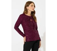Sequin Twist Keyhole Detail Top M&Co Dark Red 12