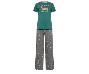M&Co Set 'It's Been Long Day' Cotton Wide Leg Pyjama - Women's Green