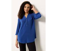 M&co Shimmer Half Placket Blouse In Blue Blue