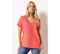 M&Co Orrange Short Sleeve Frill Cotton Blouse - Women's Orange