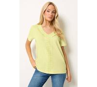 M&Co Short Sleeve Frill Cotton Blouse - Women's Yellow