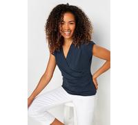 M&Co Navy Short Sleeve Wrap Top - Women's
