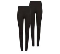 Women's 2 PACK Stretch Cotton Leggings M&Co Black 14