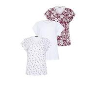 M&Co Signature Set 3 Pack Berry Red Cotton Grown-On Sleeve T-Shirts - Women's