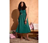 M&Co Women's Sleeveless Cotton Midi Dress in Green | Size: 16