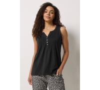 M&co Sleeveless Henley Top In Black Black