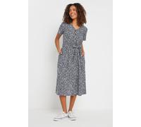 M&co Spot Print Belted Midi Dress In Dark Navy Dark Navy 16