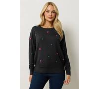 M&Co Women's Star Embroidered Jumper in Black | Size: 14-16 M&Co Black 14-16