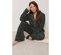 M&Co Women's Stars Soft Touch Pyjama Set in Black | Size: 18/20