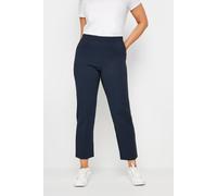 M&Co Womens Navy Straight Leg Elasticated Bengaline Trousers - Women's