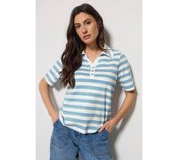 M&Co & White Stripe Cotton Short Sleeve Polo Shirt - Women's