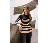 M&co Stripe Crew Neck Jumper In Black Black 14-16