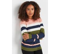 M&co Stripe Crew Neck Jumper In Dark Navy Dark Navy 14-16