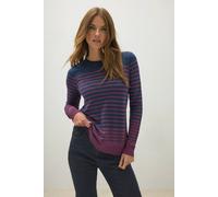 M&co Stripe Crew Neck Jumper In Mid Navy Mid Navy 18-20