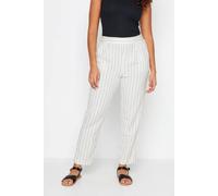 M&Co Women's Stripe Print Linen Trousers in White | Size: 16 M&Co White 16