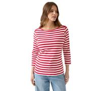 M&Co Women's Stripe Slash Neck Cotton Top in Red | Size: 16
