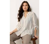 M&co Stripe Tab Sleeve Shirt In Ivory Ivory