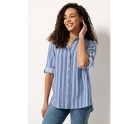 M&Co Women's Stripe Tab Sleeve Shirt in Light Blue | Size: 16 M&Co Light Blue 16