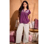 M&co Stripe Wide Leg Cotton Trousers In Natural Natural