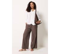 M&Co Women's Stripe Wide Leg Trousers in Chocolate | Size: 10S M&Co Chocolate 10S