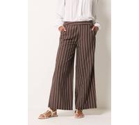 M&Co Women's Stripe Wide Leg Trousers in Chocolate | Size: 12L M&Co Chocolate 12L