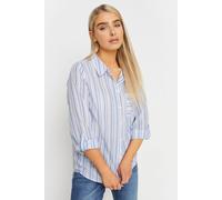 M&co Striped Tab Sleeve Shirt In White White 20