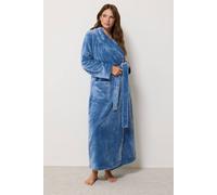M&Co Women's Super Luxe Maxi Dressing Gown in Blue | Size: 22/24