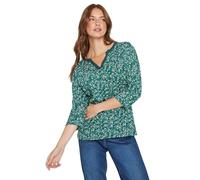 M&Co Teal Floral Print Cotton Lace Trim T-Shirt - Women's Blue