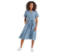 M&Co Tencel Collarless Button Through Shirt Dress - Women's Blue