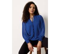 M&co Tie Neck Blouse In Cobalt Cobalt