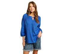 M&Co Tie Neck Linen Blouse - Women's Blue